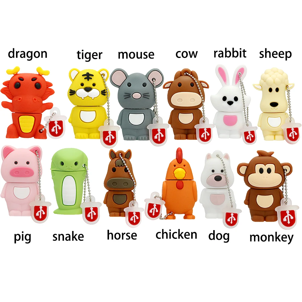 USB флеш накопитель 128 г китайского зодиака животных куриное яйцо кролика Cle Usb Тигр