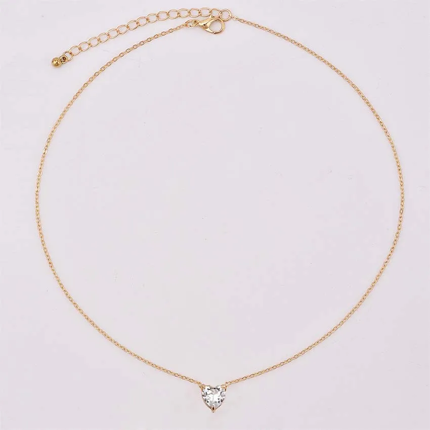 Колье-чокер женское с золотыми кристаллами и сердечками 2019 |