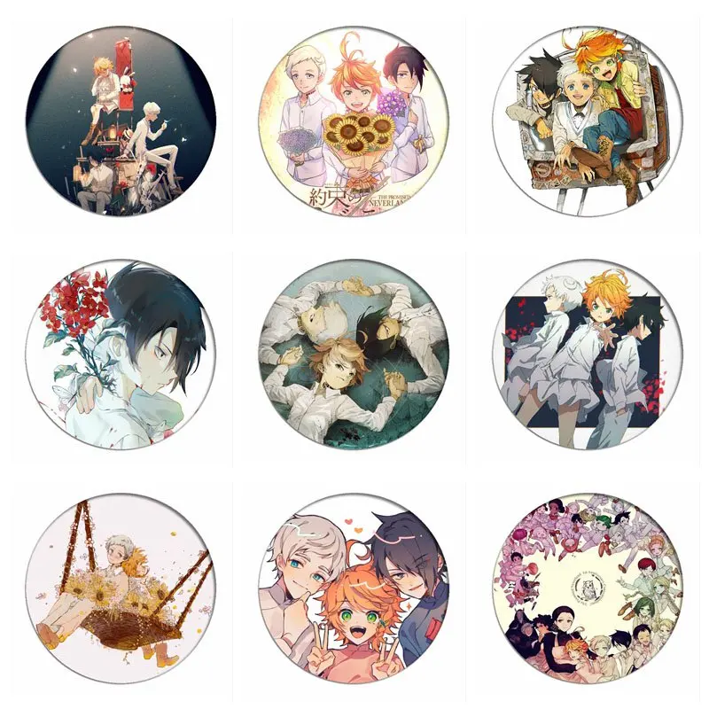 

Hot Anime The Promised Neverland Emma Cosplay Badges Norman Brooch Pins Icon Ray Collection Breastpin for Bag Clothes