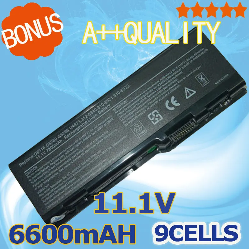 6600mah Замена батареи ноутбука YF976 Y4873 U4873 G5266 G5260 F5635 D5318 C5974 312 0455 0429 для Dell Inspiron 6000|battery