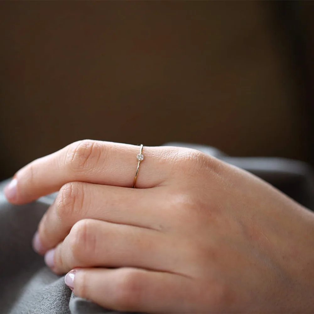 Женское Обручальное Кольцо LASAMERO круглое кольцо с натуральным бриллиантом 0 04ctw 14k