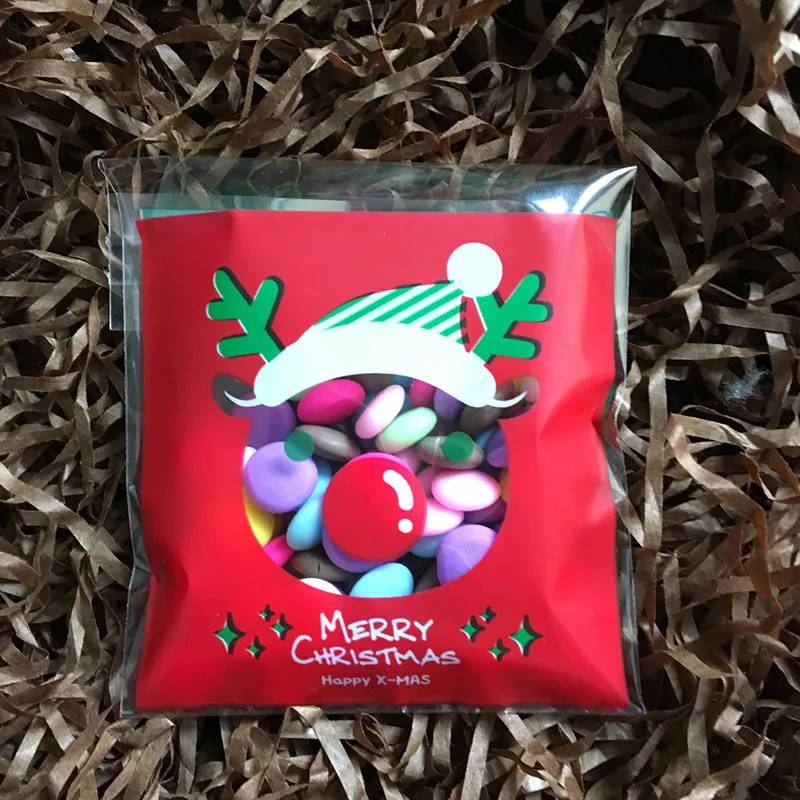 100 шт. пищевые упаковочные мешки для печенья с принтом Красного оленя