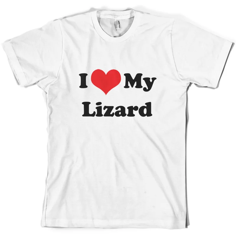 I Love My Lizard - Mens T-Shirt 10 Colours Reptile Dragon S-XXL Print T Shirt Short Sleeve Hot Tops Tshirt Homme | Мужская одежда