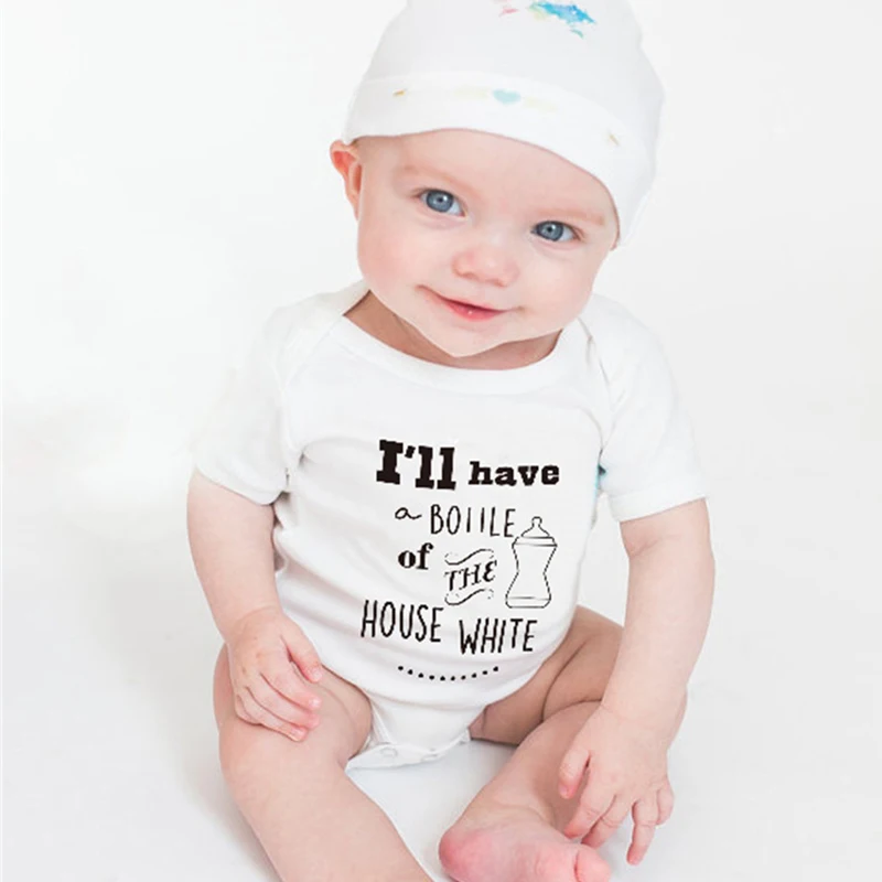 2018 детское боди белая одежда для маленьких девочек Летний принт забавные буквы