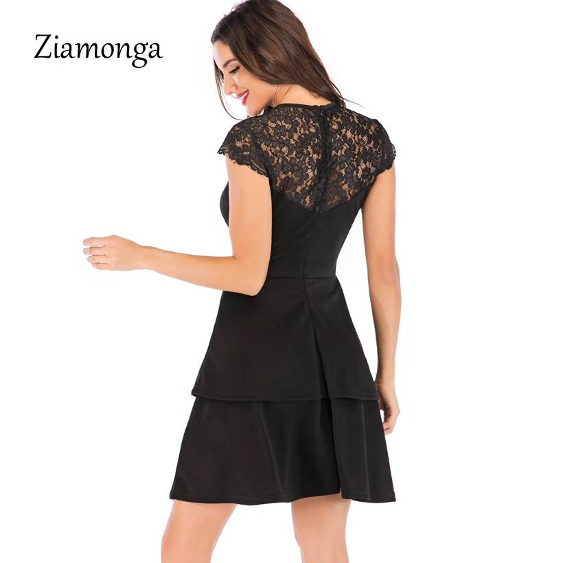 Ziamonga 2019 Лето рукавов черный красный платье Для женщин Vestidos Сексуальная О
