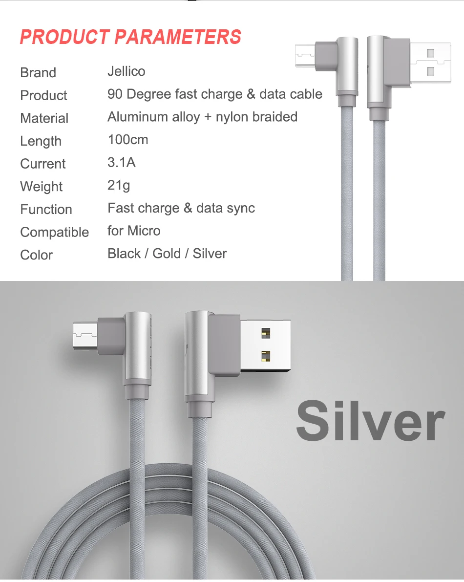 Jellico Micro кабель 90 градусов Microusb провод для быстрой зарядки данных зарядное устройство для samsung huawei Xiaomi Tablet USB Micro плетеный кабель