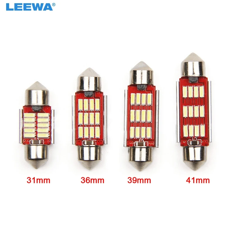 LEEWA 50 шт./лот белый 4014SMD Festoon Dome Canbus без ошибок автомобильный номерной знак
