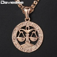 davieslee libra zodiac sign pendant 585 rose gold color constellation pendant necklaces for woman jewelry gift wholesale dgp279