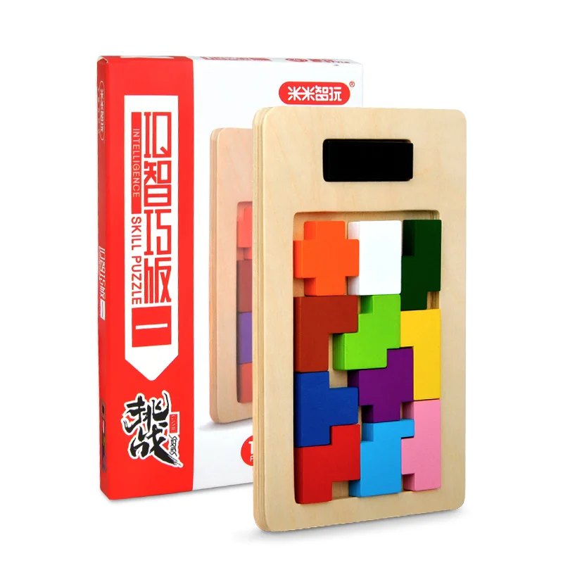 Цветной деревянный пазл MITOYS танграмма головоломки для детей развивающая игрушка
