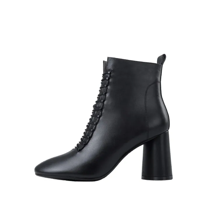 MLJUESE/женские ботильоны из коровьей кожи на молнии с квадратным носком высоком