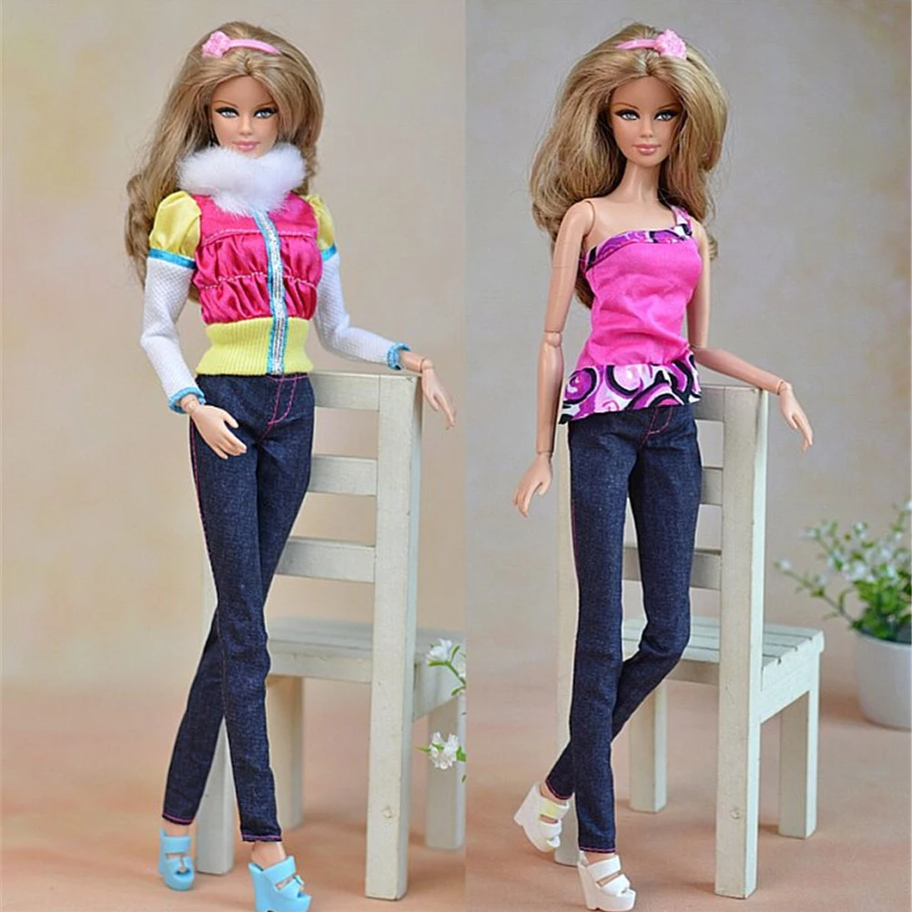 3 шт./компл. теплый пиджак джинсовые брюки жилет для Барби лучшие подарочные