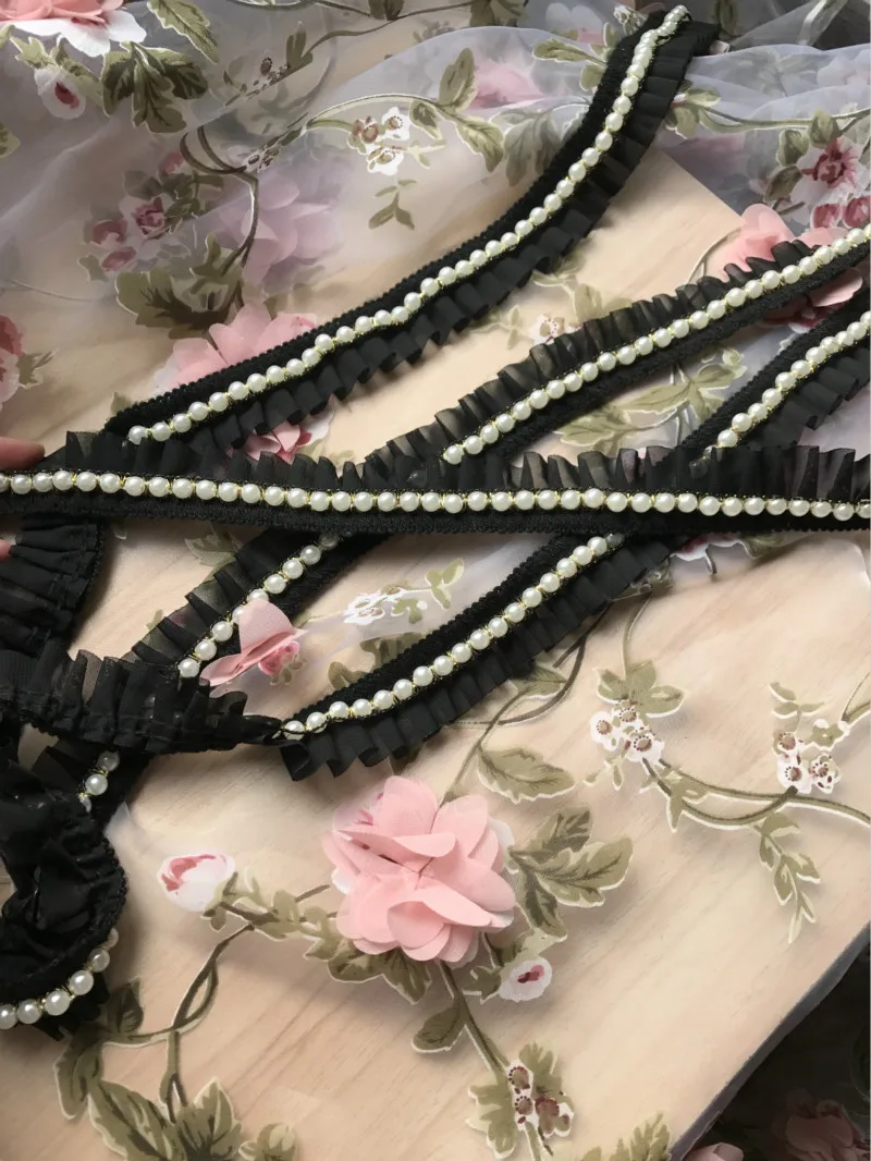 5 ярдов/партия белая шифоновая кружевная отделка из бисера сделай сам аксессуары