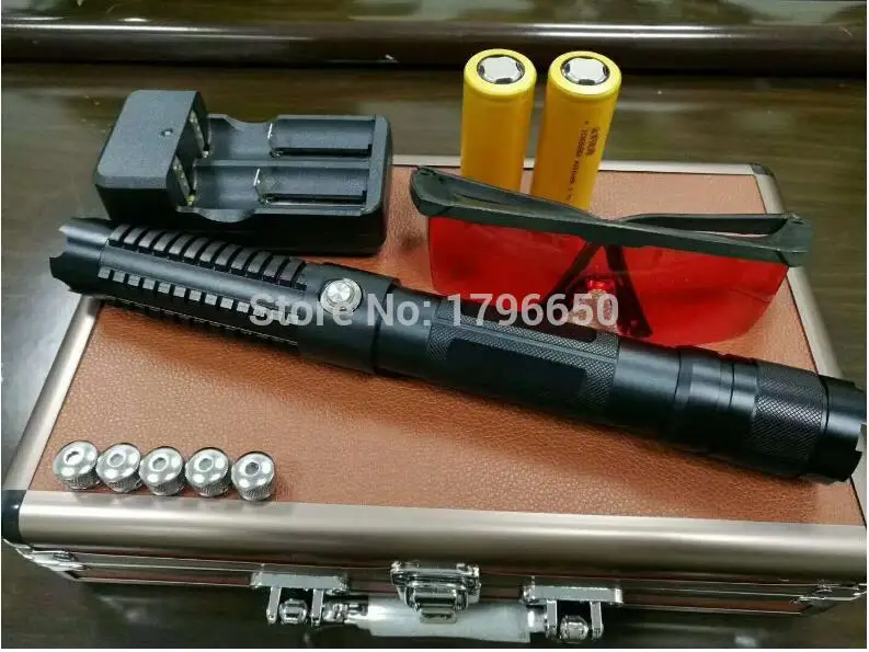 

HOT! Military Blue Laser Torch 450nm 500000m Lazer Device Flashlight Light Laser Pointer Beam Charger glasses+gift box Hunting