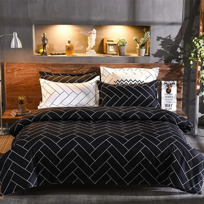 

cross grain stripe bedding set streak duvet cover set pillowcase bed sheet 3/ 4pc bed linen geometric home textile