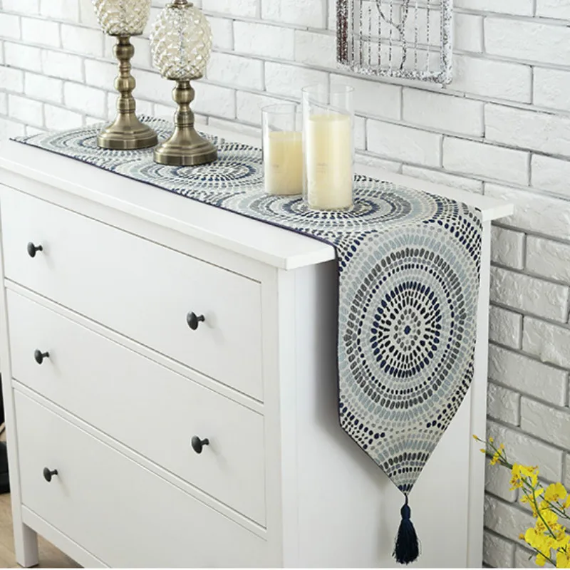 Настольная дорожка DUNXDECO жаккардовая скатерть из смеси полиэфира и хлопка в