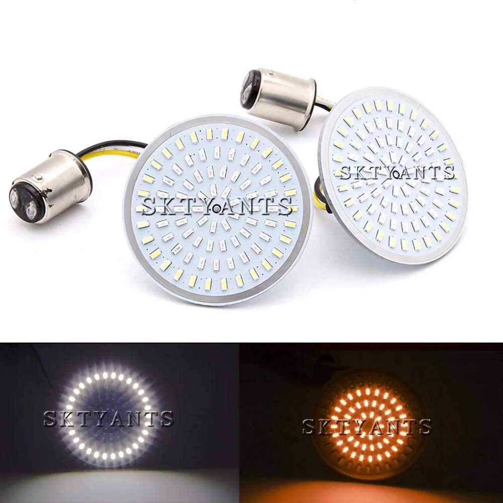 

2 Pieces Rear Amber LED Turn Signals Motorcycle LED 2" Turn Signal Light 1157 Bullet Style Inserts