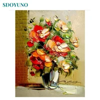 sdoyuno frame flowers diy painting by numbers acrylic paint on canvas drawing by numbers hand painted home wall art picture