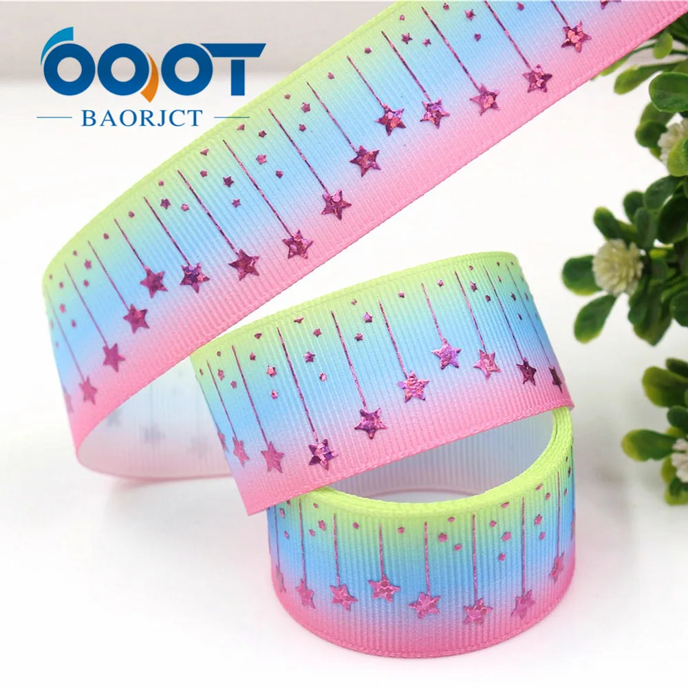OOOT BAORJCT G-18609-407 25 мм 10 ярдов цветные пятиугольные звезды печатные корсажная лента DIY головной убор свадебный подарок обёрточная бумага