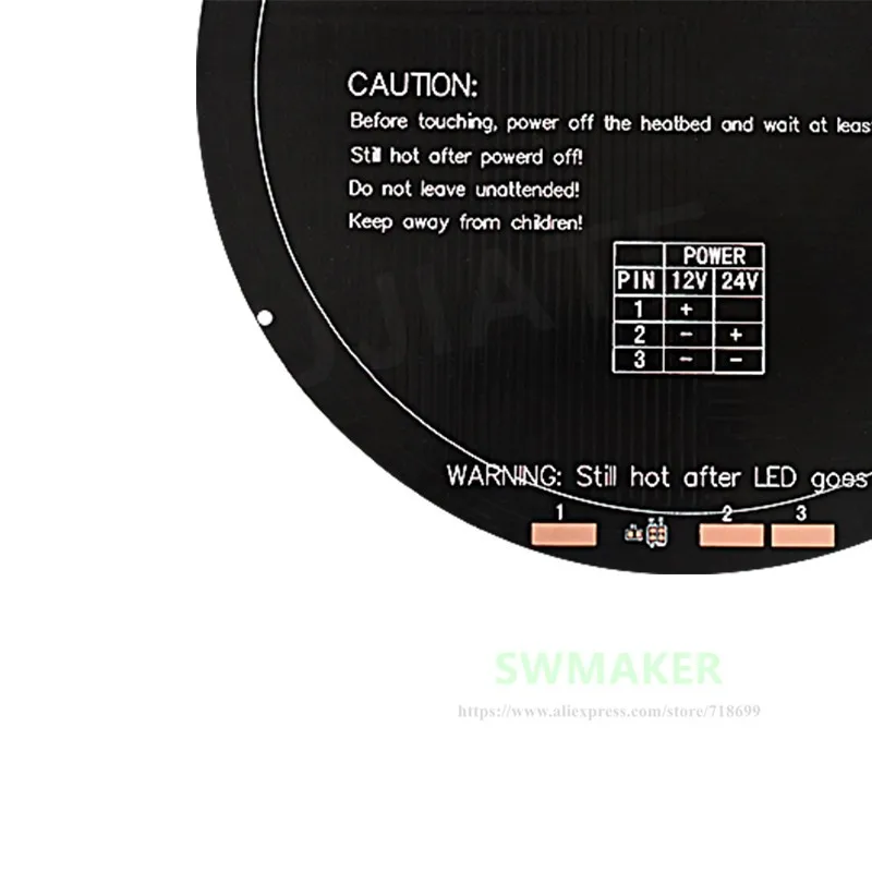 SWMAKER Диаметр 240 мм Anycubic Kossel 3D принтер heatbed 12V 140W поликоровая подложка MK3 круглый горячий кровать