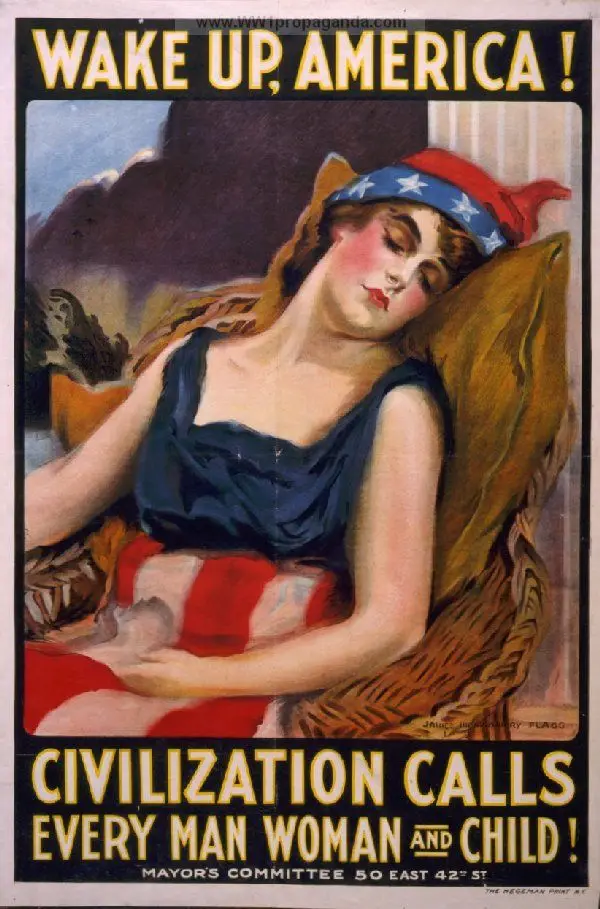 Wake Up America WWI War propagation ретро ВИНТАЖНЫЙ ПЛАКАТ Картина на холсте сделай сам