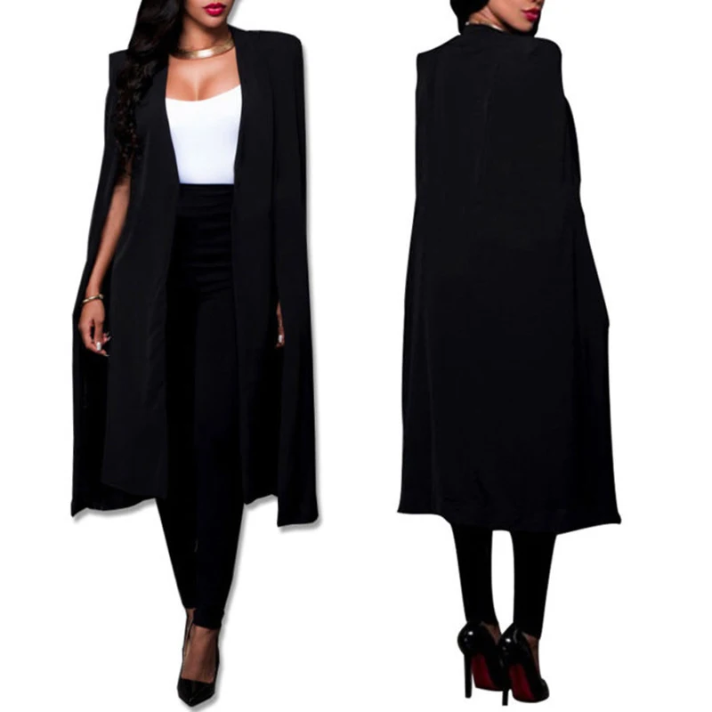 M ~ 4XL пальто плащ женский кардиган осенняя Длинная накидка блейзер верхняя одежда
