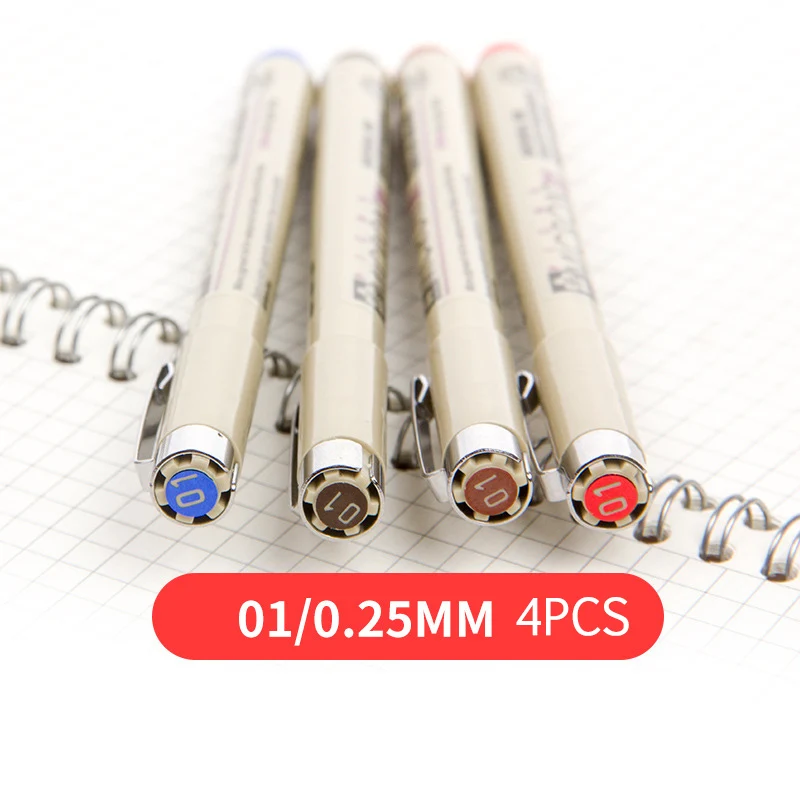 Набор маркеров ручка Pigma micron 0,45 мм 0,25 мм водонепроницаемый маркер для рисования манга крючок линии товары для рукоделия маркер - Цвет: 0.25mm 4 pieces
