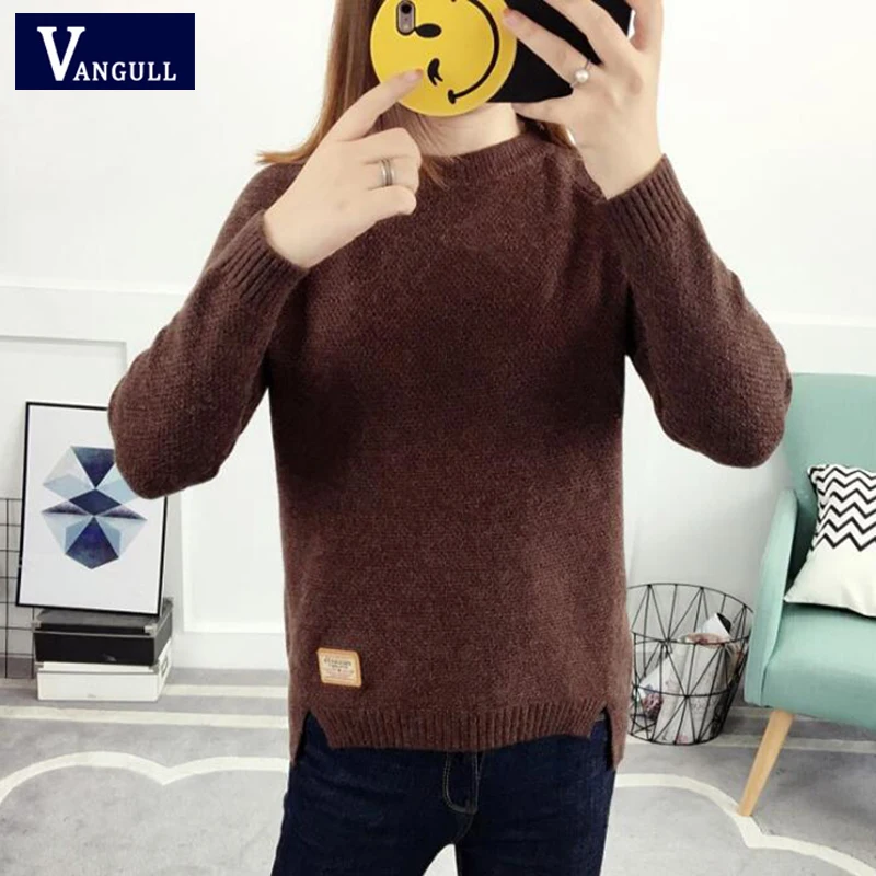 Fashion Casual Women's Clothing 2018 Autumn & Winter O-Neck Knitting Female Pullover Appliques Solid Thick women Sweaters | Женская