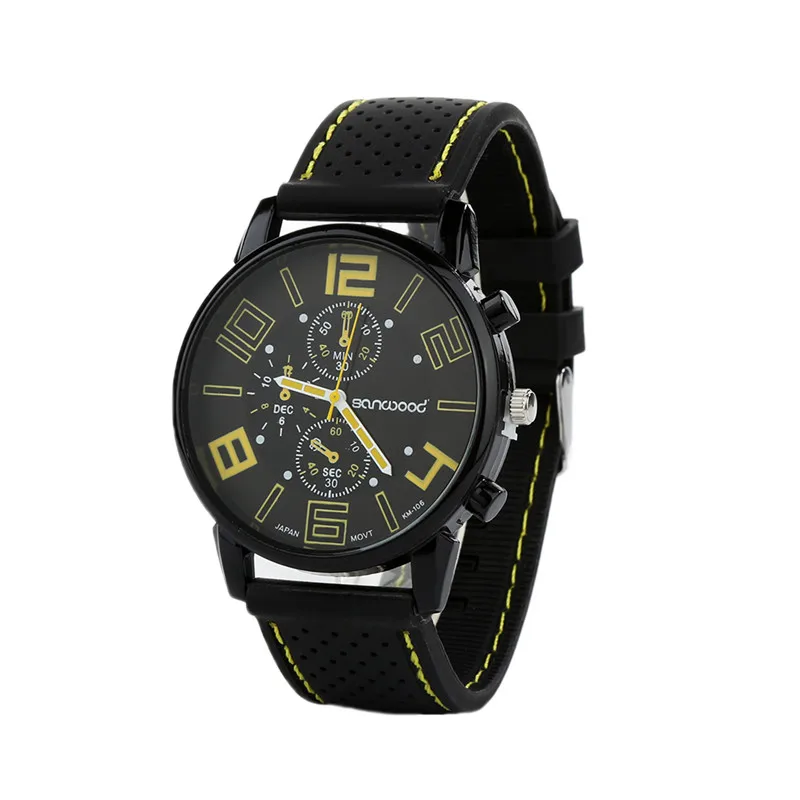 

Men's Casual Sports Stainless Steel Watch Silicone Band Quartz Analog Wrist Men Watch часы мужские