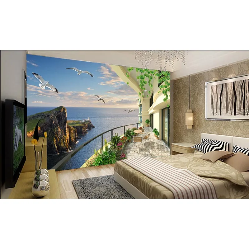 Индивидуальные 3D Настенные обои для обрыва чайки нетканые спальни ТВ диван фон