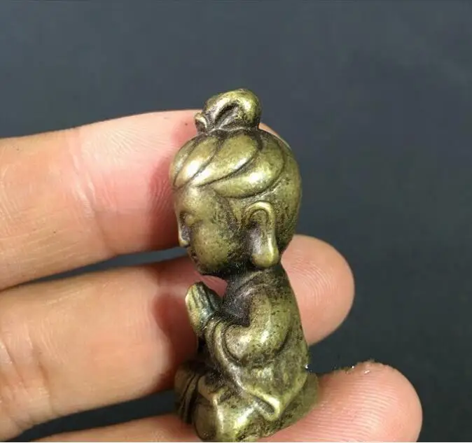 Медная сборная китайская латунная резная статуя Gaun Yin Kwan Bodhisattva Изысканная
