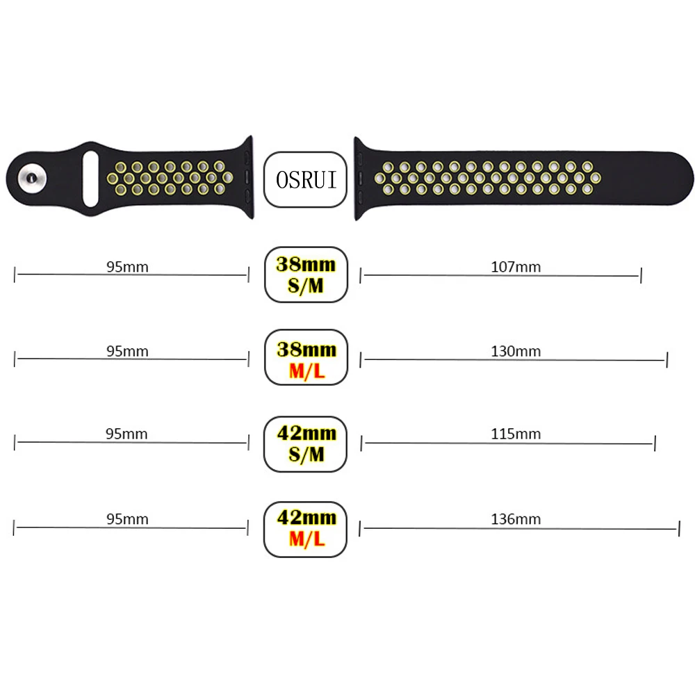 OSRUI ремешок для Apple Watch band 4 3 iwatch 42 мм/38 мм 44 мм/40 correa pulseira спортивный силиконовый
