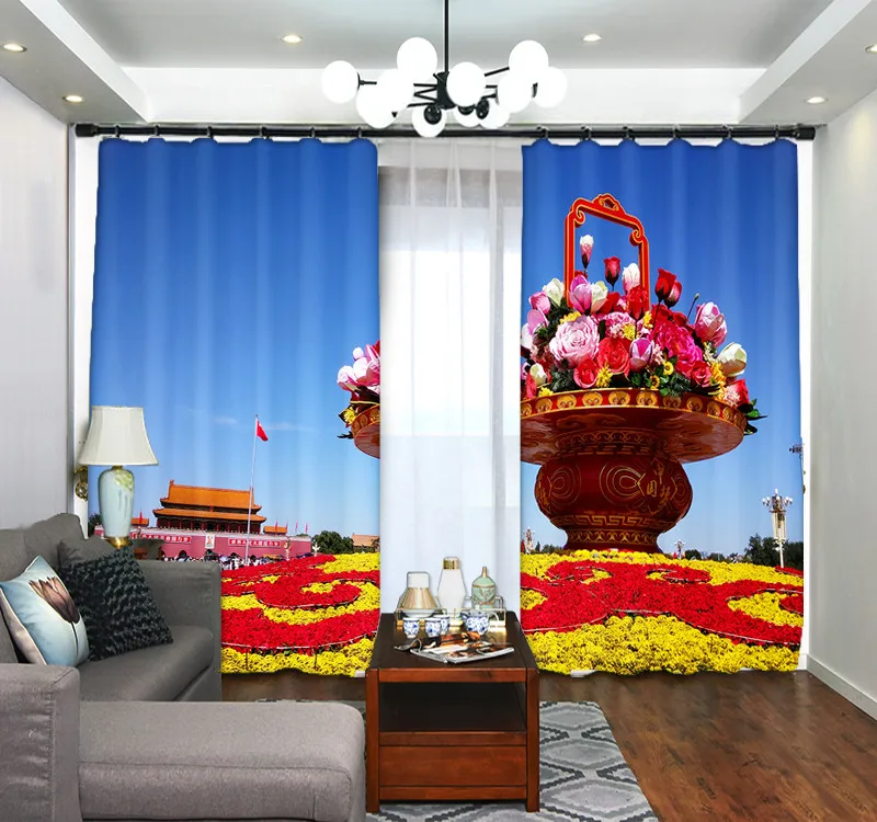 

vase 3D Window Curtain Luxury Blackout living Bedroom wedding room decorate Cortina Drapes Rideaux Customized size pillowcase