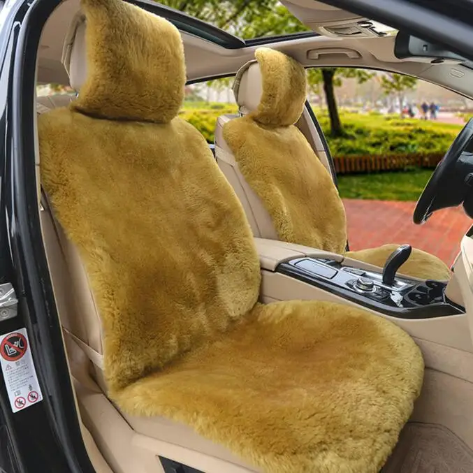 Green MUNIUREN австралийские шерстяные чехлы для сидений автомобиля зимние высококачественные цельные накладки из натуральной шерсти меховые подушки для сидений из овчины - Название цвета: Green