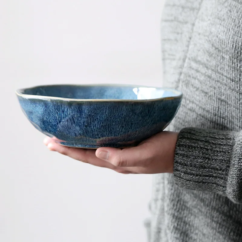 ANTOWALL японская керамическая посуда голубой Мелкий рот паста ramen миска Фруктовый Салат чаша быстрого приготовления лапши суп чаша для дома