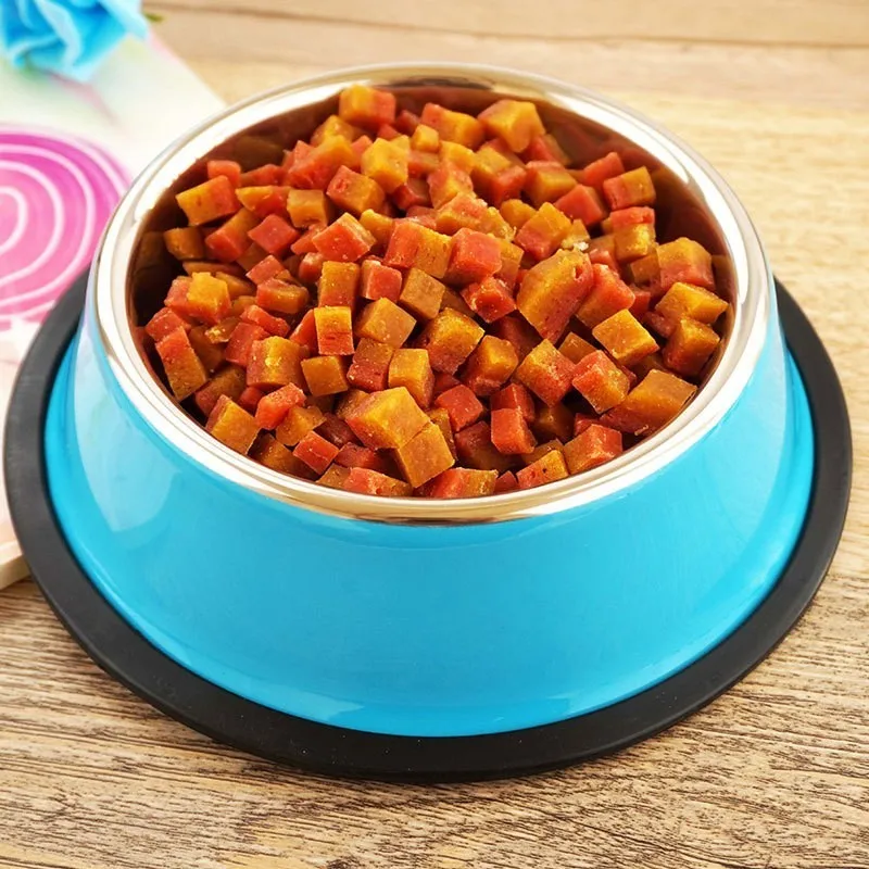 Stainless Steel Color Spray Paint Pet Dog Bowls Puppy Cats Food Drink Water Feeder Pets Supplies Non-slip Feeding Dishes | Дом и сад