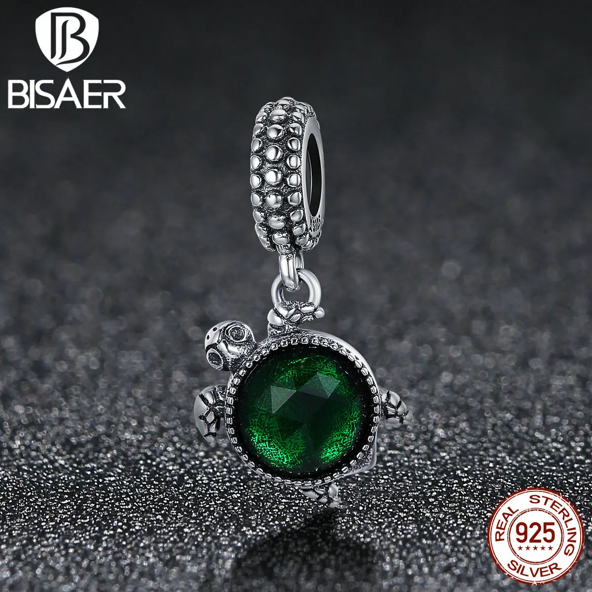 BISAER, 925 пробы, серебряные черепахи, милые животные, очаровательные, подходят к аутентичным оригинальным браслетам BISAER, ювелирные изделия ECC281