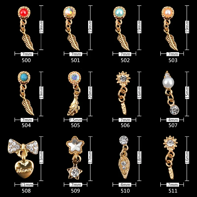 1 колесо подвески для ногтей золотистые металлические ногтевого дизайна перо