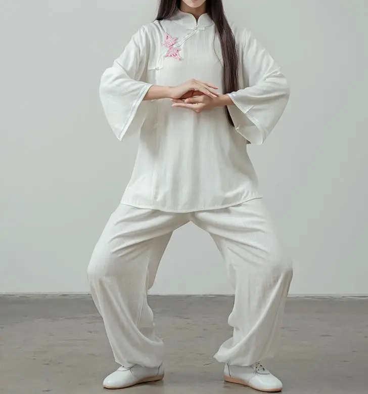 Костюмы для йоги и представлений 3 цветов Женская хлопковая льняная одежда весны