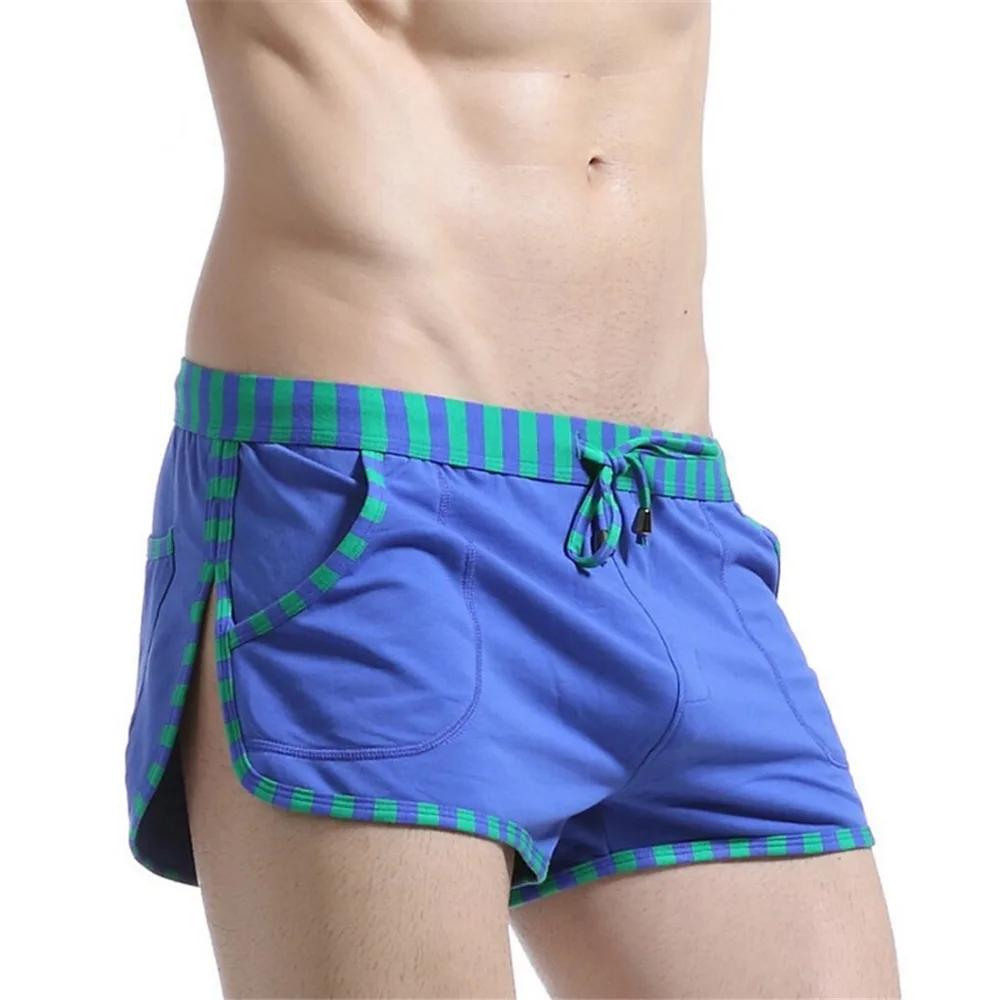 Мужские Свободные повседневные брюки эластичный веревочный пояс в полоску