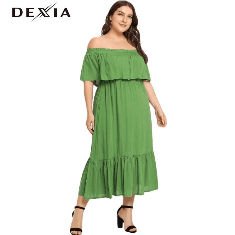 DEXIA лето плюс размеры 3XL 4XL 5XL для женщин большой платье повседневное однотонные