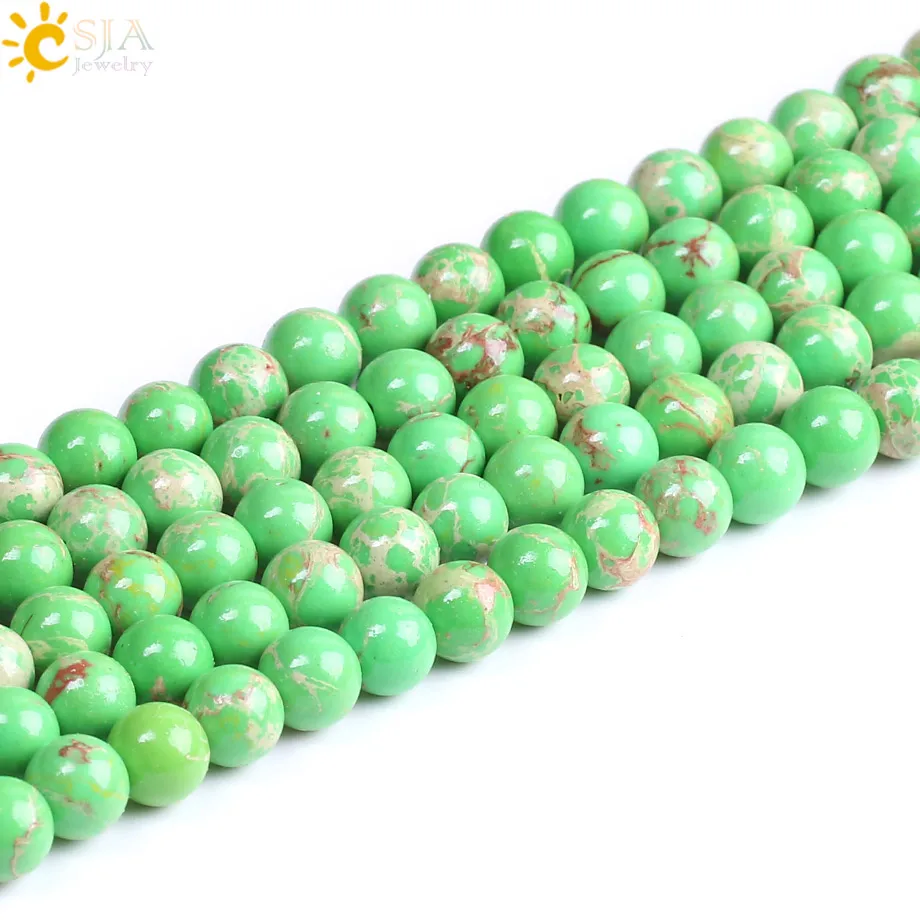 CSJA High Quality Emperor Turquoises Green Howlite Stone Loose Beads 8mm for Jewellery Bracelet Necklace Handmade DIY Chain F221 | Украшения