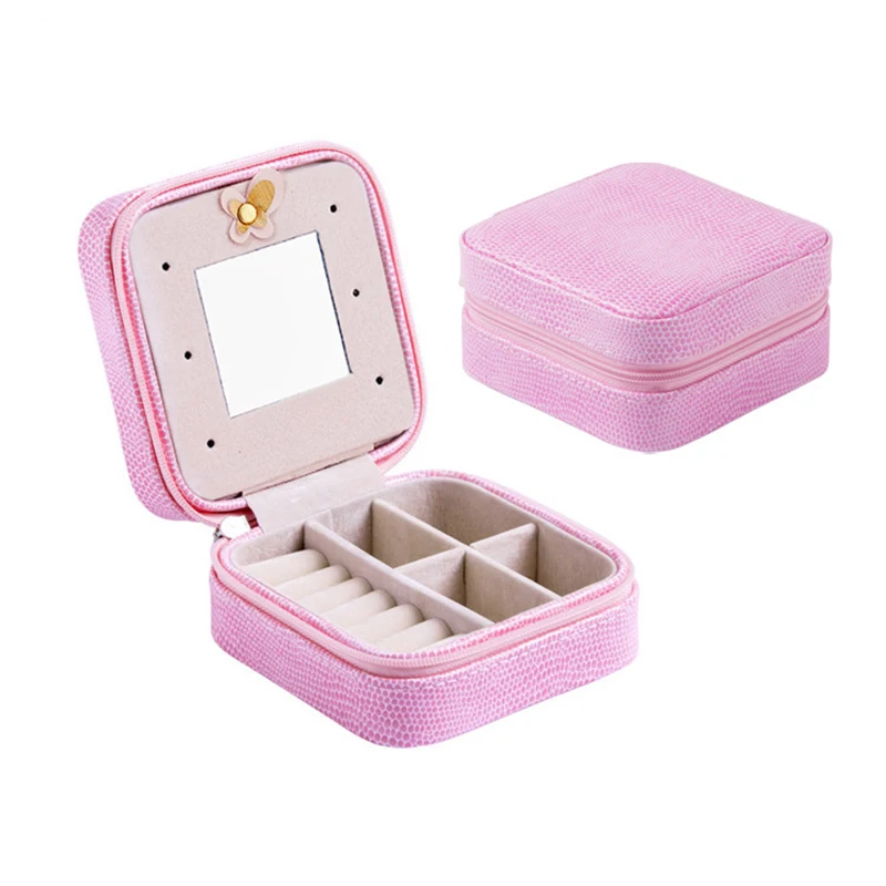 Дорожные мини шкатулка для украшений из кожи PU упаковки ювелирных изделий чехол