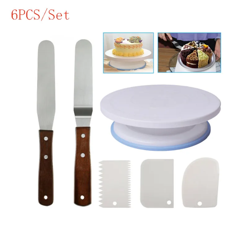 6 шт./компл. поворотный стол для торта вращающийся пластиковый нож теста