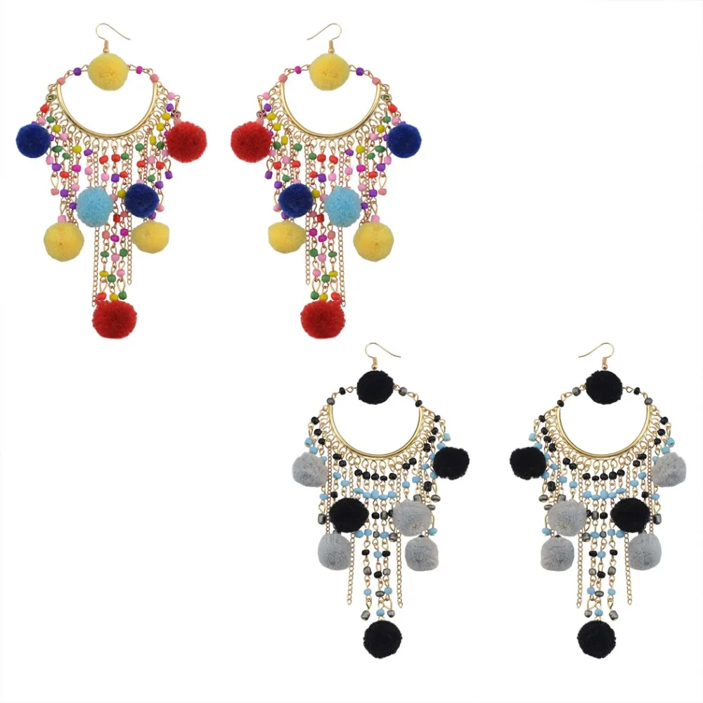 Висячие длинные висячие серьги с кисточками богемные пляжные украшения в стиле
