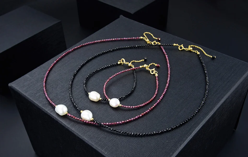 ORSA JEWELS винтажное ожерелье-чокер из натурального камня черная шпинель из пресноводного жемчуга 925 Серебрянное ювелирное ожерелье OSN157-B