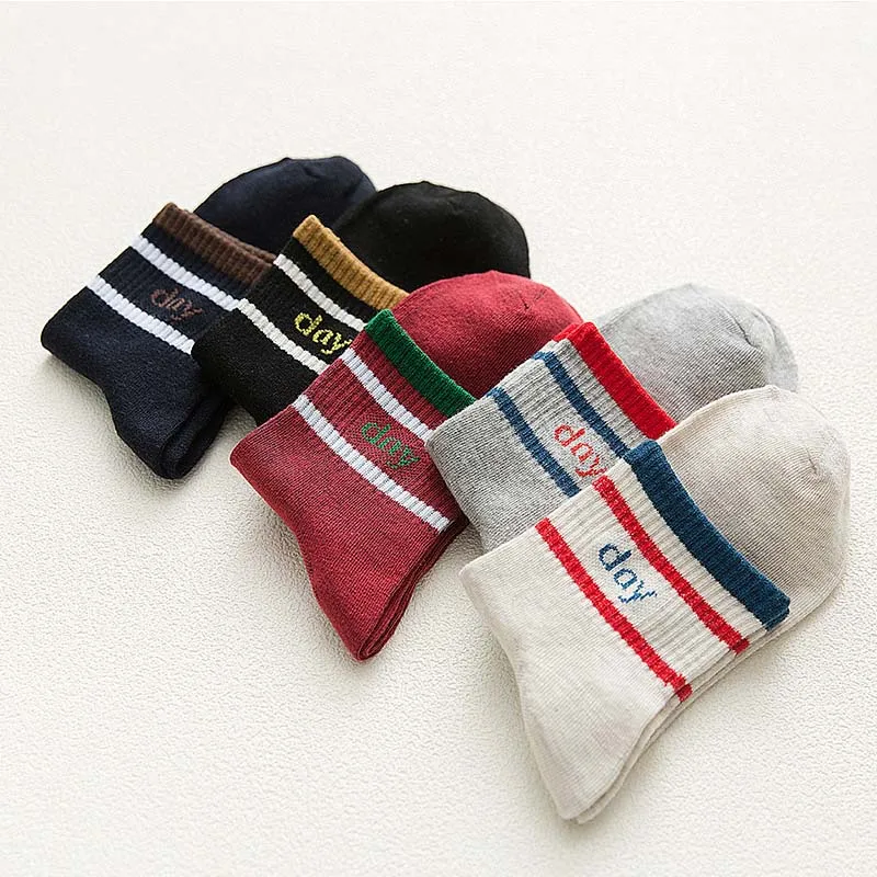 Men tube socks autumn and winter new letters hit color cotton casual sports breathable men | Мужская одежда