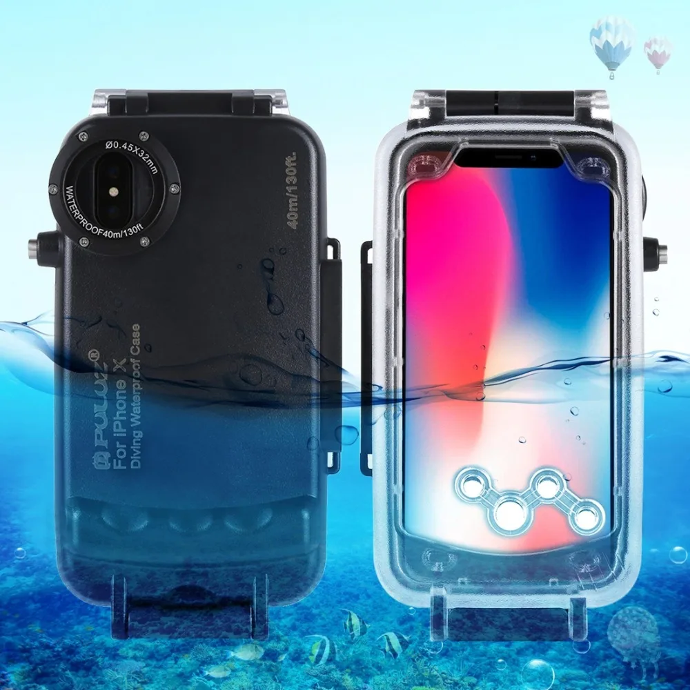 PULUZ For iPhone 8 Plus 7 X XS 40m/130ft Waterproof Diving Case Housing Photo Video Taking Underwater 40m Cover |