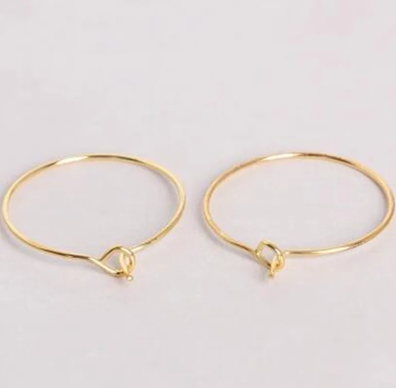 

25MM 200PCS Gold Color Plate Hoop Earrings Hooks Clasps Jewelry Fittings