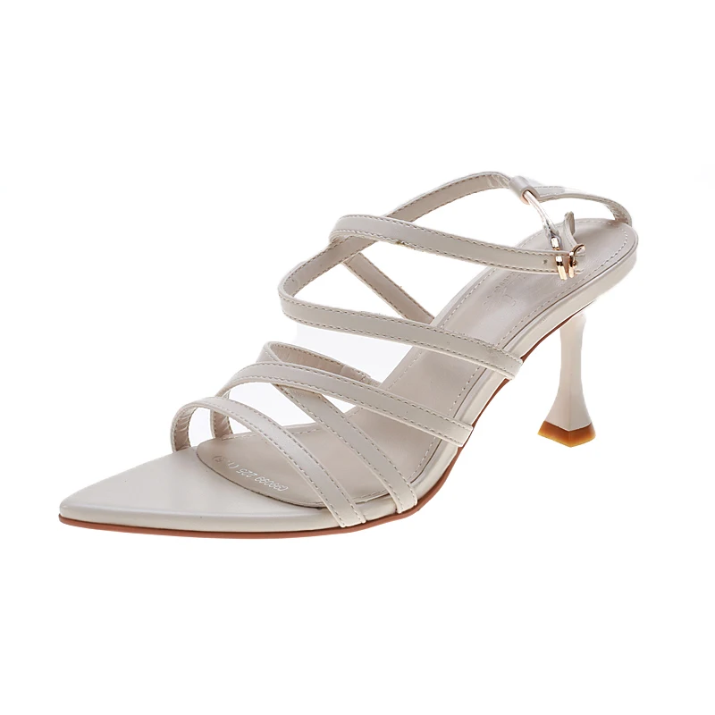 2019 summer new open toe high heel women's cross with a word buckle stiletto sandals | Обувь