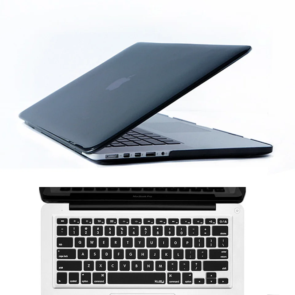 2в1 прозрачный чехол для Apple MacbookPro retina 11 12 13 15 для Mac Book Air 11 13 с сенсорной панелью - Цвет: black